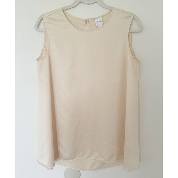 MaxMara Tops - Max Mara Leisure Sleeveless Top Satin Feel Polyester Blouse Minimalist Luxury S